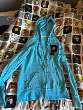 PINK Victoria's Secret Light Blue Zip-Up Hoodie